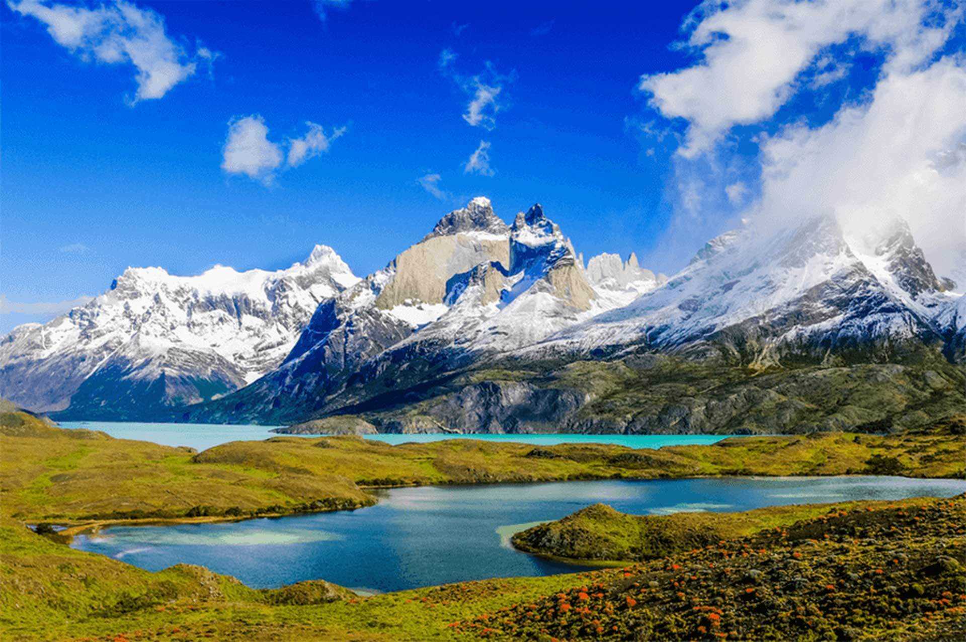 Majestic granite peaks and glacial lake in Patagonia